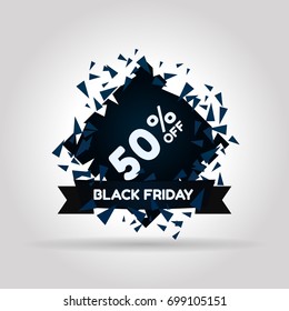 Special Black Friday Colored tag. This is the concept of the price list for discounts, of an advertising campaign, advertising marketing sales, a 50 % discount, a unique offer. Vector illustration.