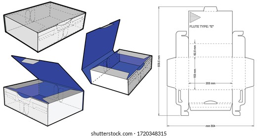 Special Box Design for Cakes and Pastries. Ease of assembly, no need for glue  (Internal measurement  20.3x 15.3 + 6.25 cm) and Die-cut Pattern. The .eps file is full scale and fully functional.