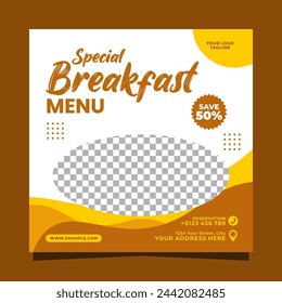 Special breakfast menu social media banner post vector template