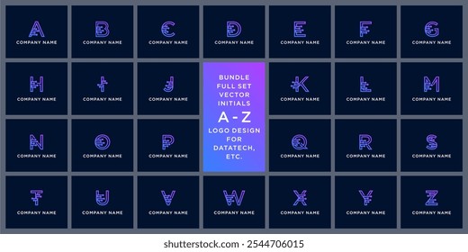 Special bundle set vector abstract letter A - Z data tech logo design.