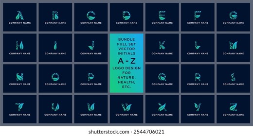 Conjunto de feixes especial vetor abstrato letra A - Z folha projeto de logotipo hidrotech.