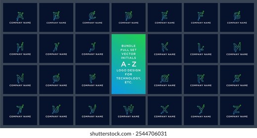 Special bundle set vector abstract letter A - Z technology logo design.