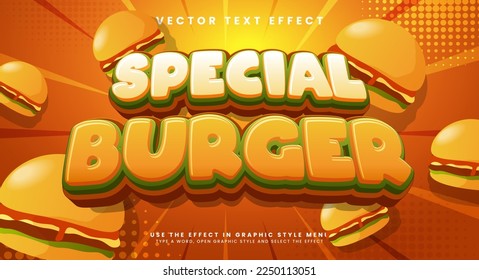 Special burger 3d text effect, suitable for fast food product.