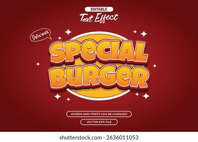 Special burger editable text effect with cartoon style text