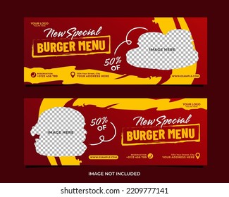 Special burger menu banner template design