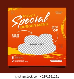 Special burger menu promotion social media post banner template