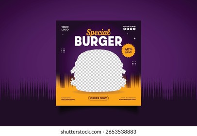 Special Burger Promotion Banner for Fast Food Restaurants