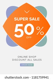 Special button design for super sales, creative line, special offer, 50% off