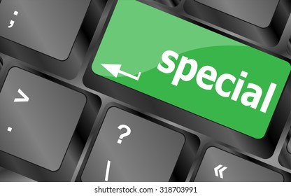 special button on laptop keyboard keys, vector illustration