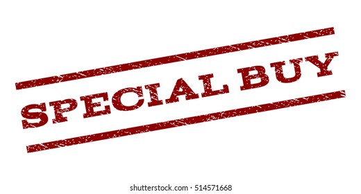 Special Buy watermark stamp. Text caption between parallel lines with grunge design style. Rubber seal stamp with unclean texture. Vector dark red color ink imprint on a white background.