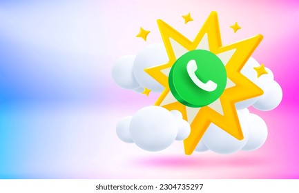 Concepto de llamada especial con icono de teléfono y flash amarillo. Banner vectorial 3d con espacio de copia
