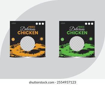 Special chicken social media post design. Restaurant food menu web banner set for online business promotion. fried chicken poster design. Food social media banner design template. chicken social media