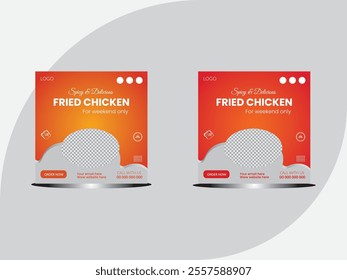 Special chicken social media post design. Restaurant food menu web banner set for online business promotion. fried chicken poster design.
