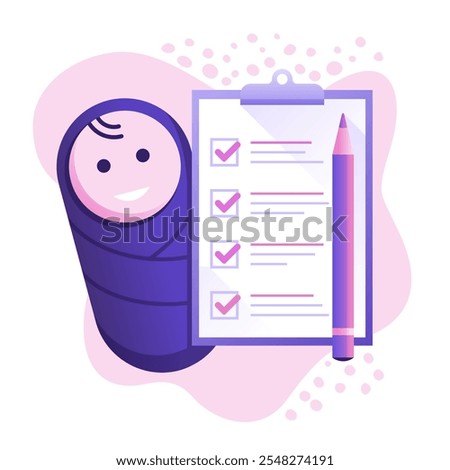 Special Children Program icon - little baby with checklist and pencil 