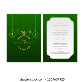Special Christmas Festive Menu Design. Green Color Vector Illustration Menu Design Template. Useful and Editable Design