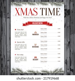 Special Christmas festive menu design