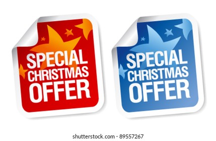 Special Christmas Offer Stickers Set.