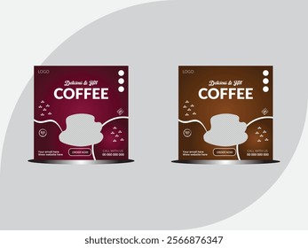 Special coffee social media post design template layout, Social media food post design template for Facebook and Instagram, Vector drawing elements coffee banner poster flyer