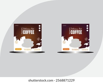 Special coffee social media post design template layout, Social media food post design template for Facebook and Instagram, Vector drawing elements coffee banner poster flyer