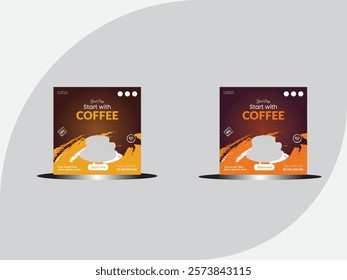 Special coffee social media post design template layout, Social media food post design template for Facebook and Instagram, Vector drawing elements coffee banner poster flyer