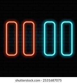 Special collection of stop button neon. Upload unique super glowing neon break video sign vector. Light burst. Design element linear stop neon icon. Great ad every night. Banner with blank space..5.