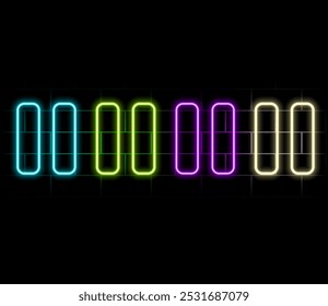 Special collection of stop button neon. Upload unique super glowing neon break video sign vector. Light burst. Design element linear stop neon icon. Great ad every night. Banner with blank space..3.