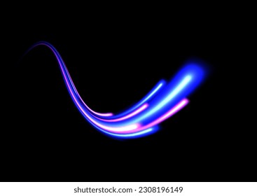 Special colorful christmas effect twirl. Abstract white wawe. Vector magic glowing star light effect with neon blurred curved line. Sparkling translucent comet bokeh. The effect of the vortex curve.