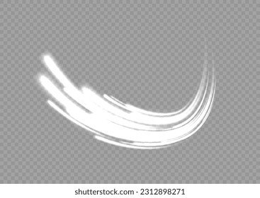 Special colorful christmas effect twirl. Abstract white wawe. Vector magic glowing star light effect with neon blurred curved line. Sparkling translucent comet bokeh. The effect of the vortex 