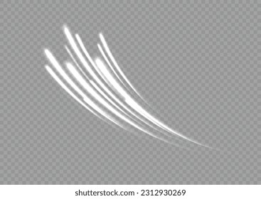 Special colorful christmas effect twirl. Abstract white wawe. Vector magic glowing star light effect with neon blurred curved line. Sparkling translucent comet bokeh. The effect of the vortex 