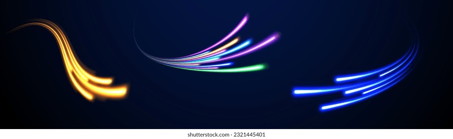 Special colorful christmas effect twirl. Abstract white wawe. Vector magic glowing star light effect with neon blurred curved line. Sparkling translucent comet bokeh. The effect of the vortex curve.