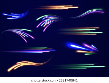 Special colorful christmas effect twirl. Abstract white wawe. Vector magic glowing star light effect with neon blurred curved line. Sparkling translucent comet bokeh. The effect of the vortex curve.