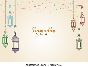 Special composition for Ramadan, decorated with Ramadan oil lamps, with warm colors and flat composition. vector illustration. EPS 10