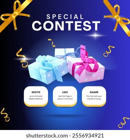 Special contest for like, share and invite banner, poster