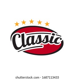 special custom five stars classic lettering logo icon vector template illustrations