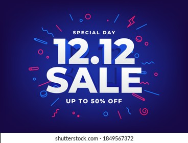 Special day 12.12 Shopping day sale poster or flyer design. 12.12 online sale.