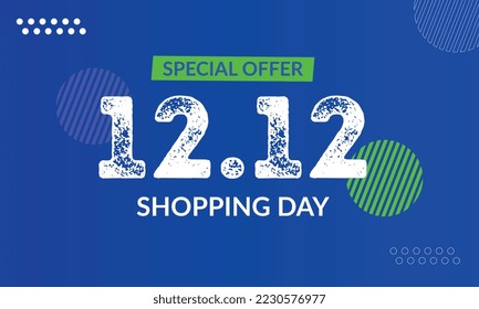 Special day 12.12 Shopping day sale poster or flyer design. 12.12 online sale.