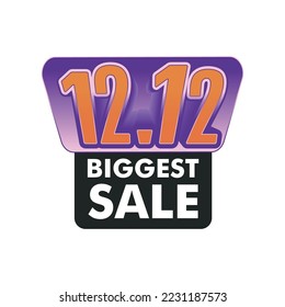 Special day 12.12 Shopping day sale flashy 12.12 text effect design