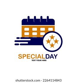Special day with calendar and star vector logo design. Suitable for business, calendar symbol, and time management