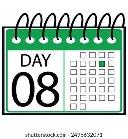 special day on calendar numbered, vector illustration of calendar, daily planner vector icon for websites, stickers and printing.