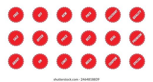 Special, deal, discount, mega, about, Free, off, new, sale, price, offer, pack, best white and red color special offer icons vector sticker.