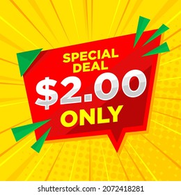 special deal sign on comic style