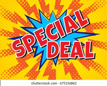 Special Deal, wording in comic speech bubble on burst background, EPS10 Vector Illustration