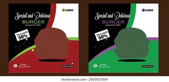 Special and Delicious Burger Design with vector. The best attractive and burger post