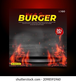 Special delicious burger social media banner post template