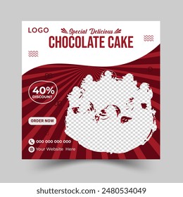 Special delicious chocolate cake social media post