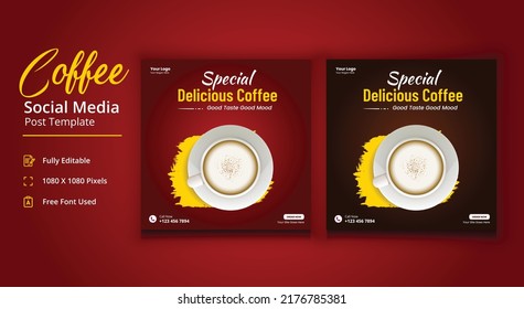 Special Delicious Coffee Social Media post, Coffee Social Media Post Template, Coffee Shop Social Media Template