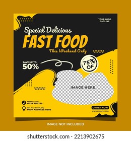 Special delicious fast food menu social media banner post template