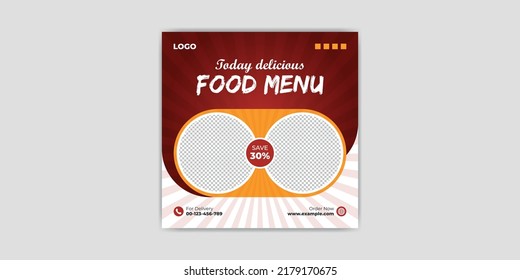 Special delicious food menu social media post or banner ads