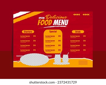 Special delicious food menu template design