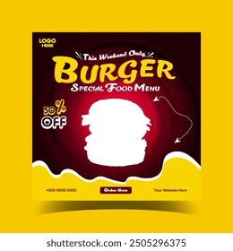 Special delicious food promotion ad social media banner square post template

